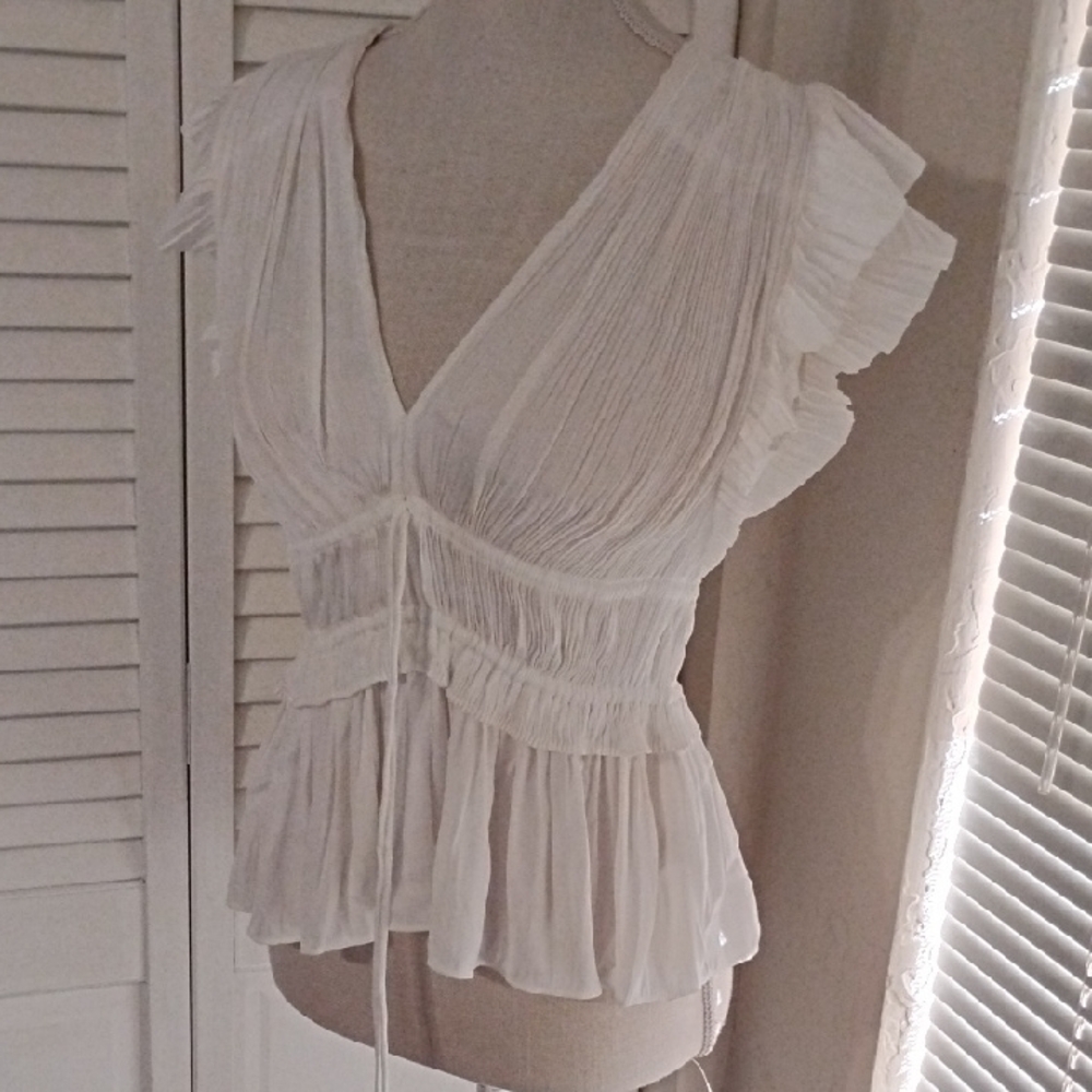 Current Air White Pleated Blouse - Picture 2 of 5